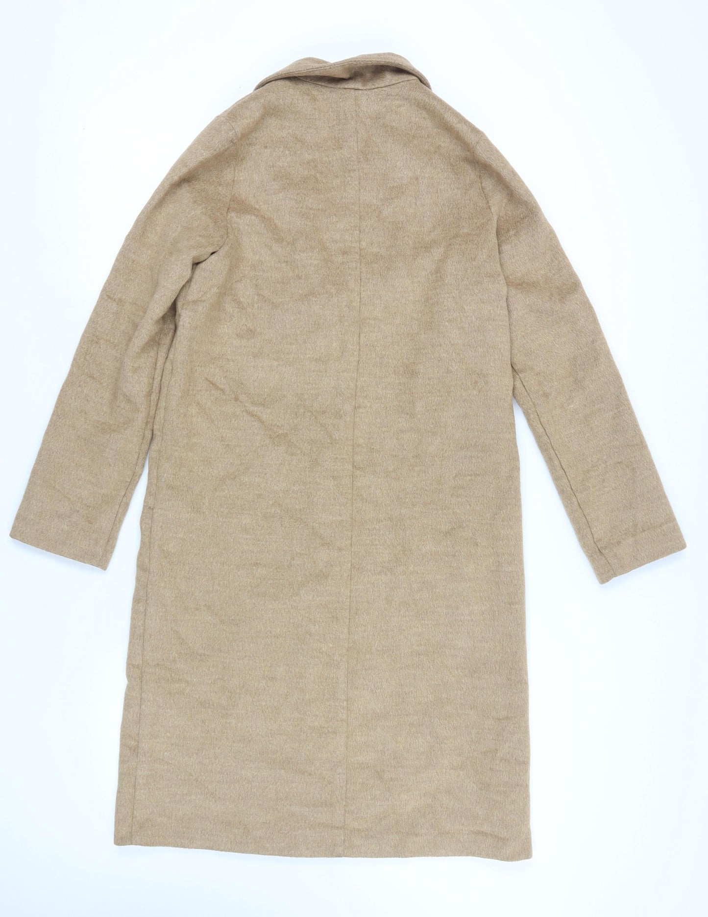 H&M Womens Beige Overcoat Coat Size 6 Snap