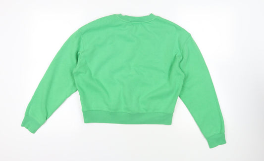 New Look Womens Green Cotton Pullover Sweatshirt Size S Pullover