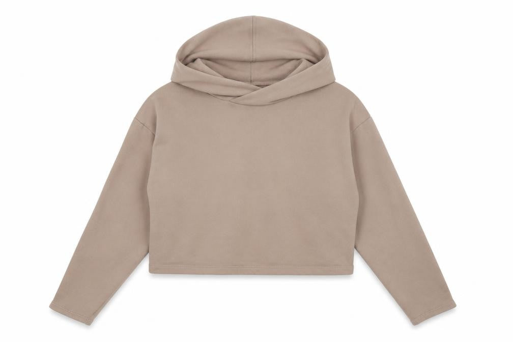 Zara Womens Beige Cotton Pullover Hoodie Size S Pullover - Cropped