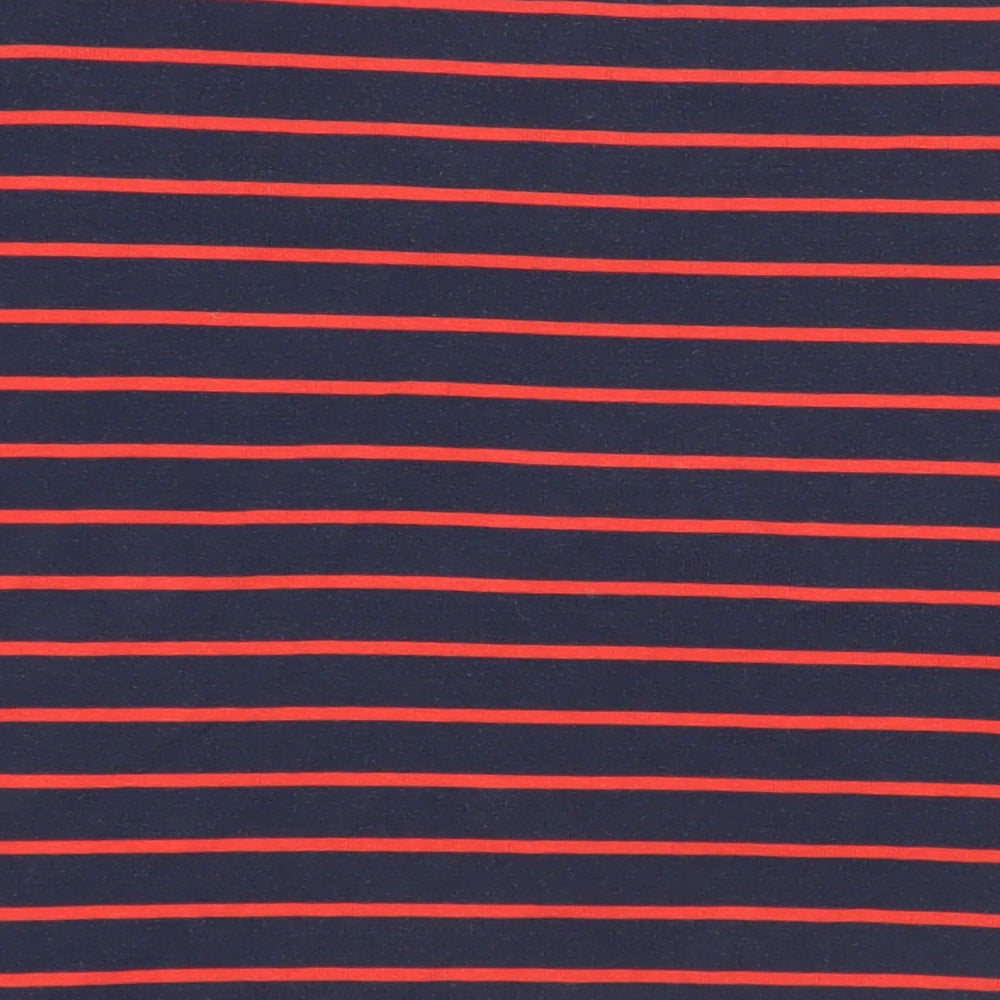 Lakeland Womens Blue Striped Cotton Basic T-Shirt Size 14 Boat Neck - Lace Detail