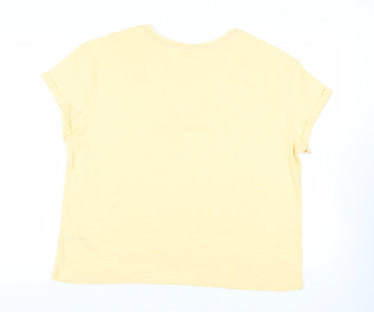 Marks and Spencer Womens Yellow Solid Cotton Top Pyjama Top Size L - Sun Good Morning