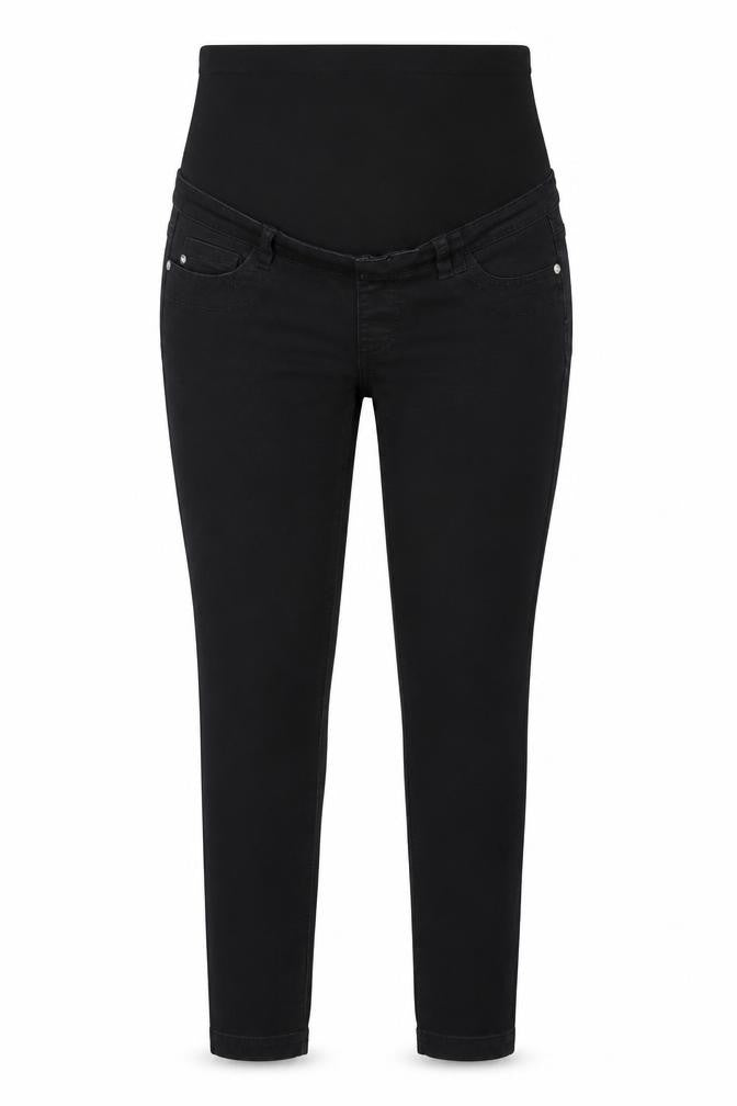 Front view of Red Herring women’s black cotton straight jeans, size UK 12, 30-inch leg regular zip
