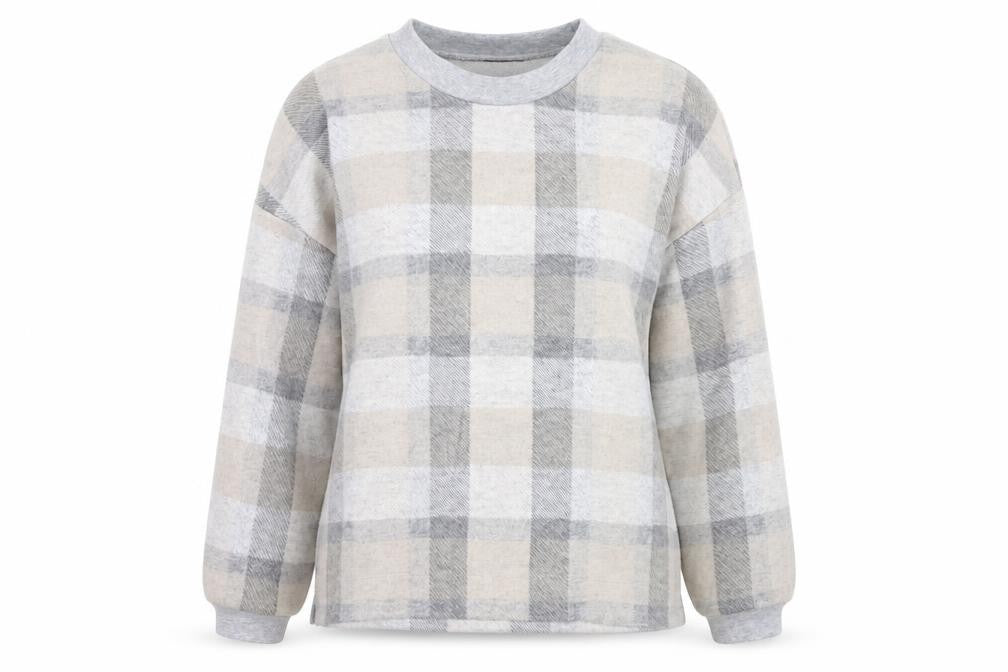 Marks and Spencer Womens Grey Check Polyester Pullover Sweatshirt Size M