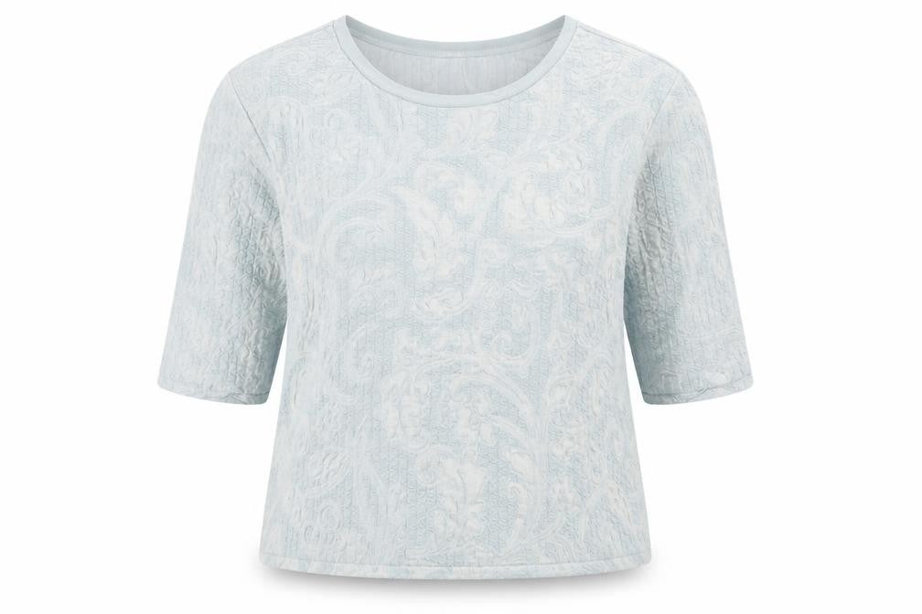 Indigo Womens Green Polyester Basic T-Shirt Size 16 Scoop Neck