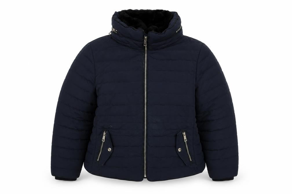 Marks & Spencer Womens Blue Quilted Jacket Size 12 Zip