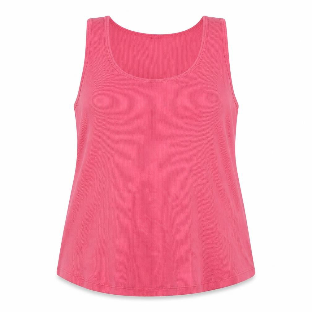 Marks and Spencer Womens Pink Cotton Basic Tank Size 16 Scoop Neck