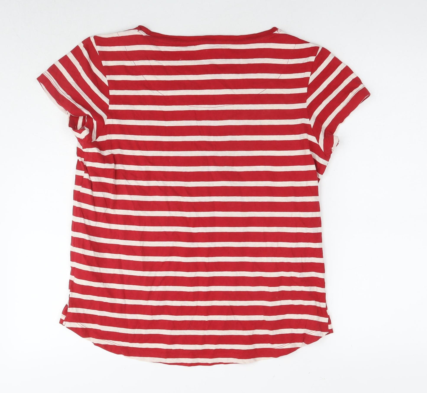 NEXT Womens Red Striped Cotton Basic T-Shirt Size 10 Round Neck - What the elf?