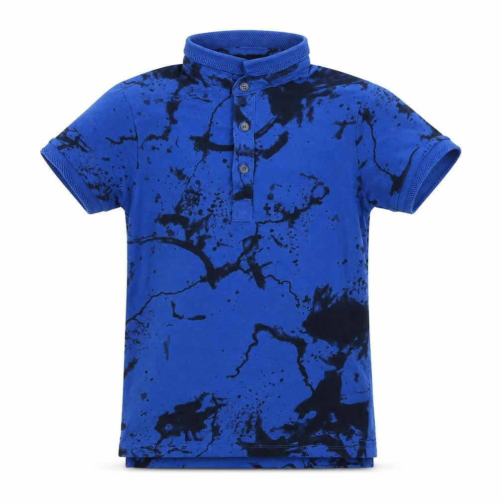 NEXT Boys Blue Geometric Cotton Basic Polo Size 8 Years Collared Pullover