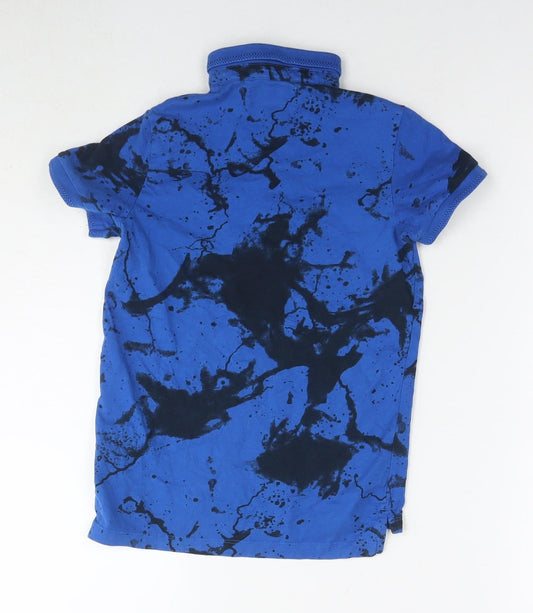 NEXT Boys Blue Geometric Cotton Basic Polo Size 8 Years Collared Pullover
