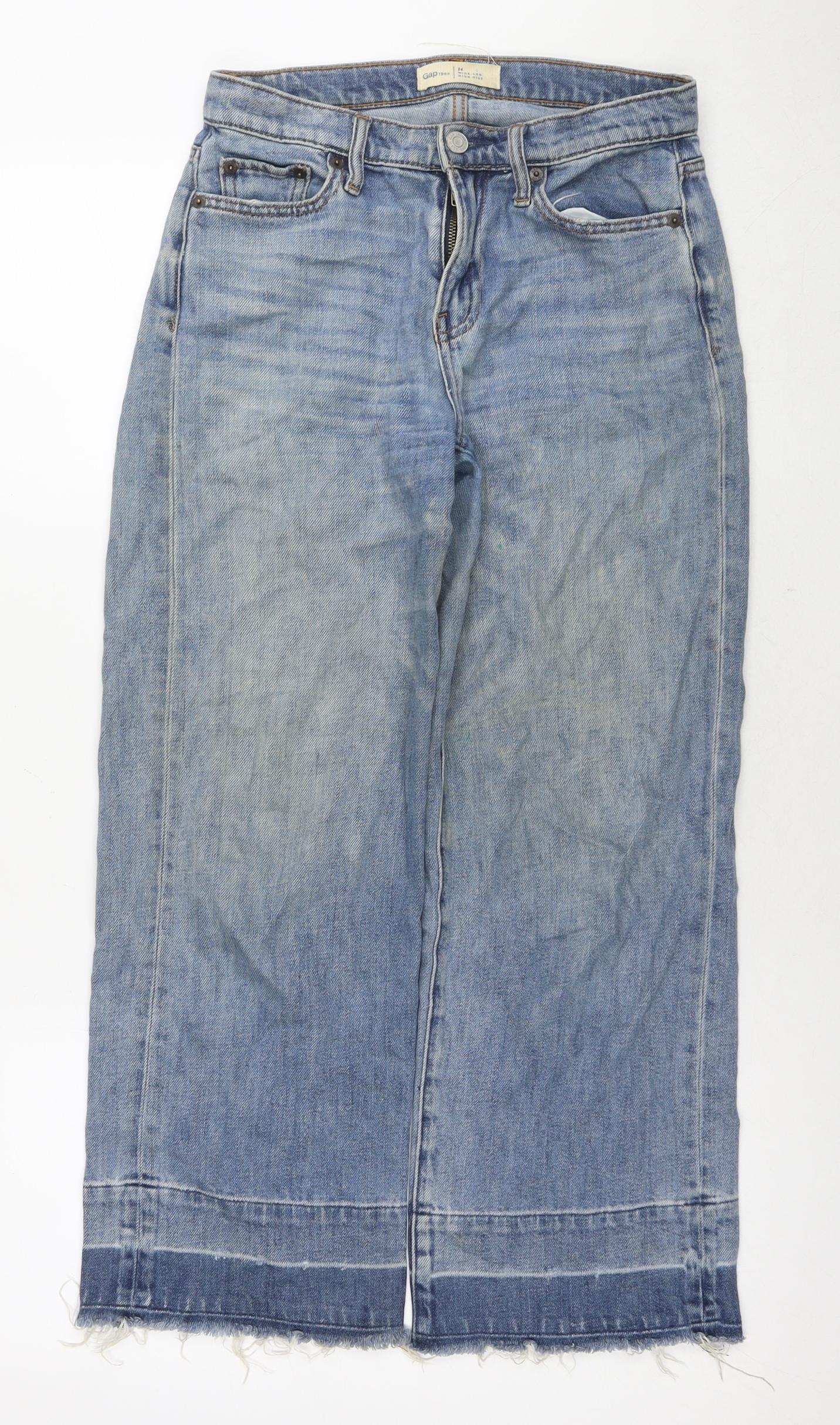 Gap Womens Blue Cotton Cropped Jeans Size 24 in L25 in Regular Zip