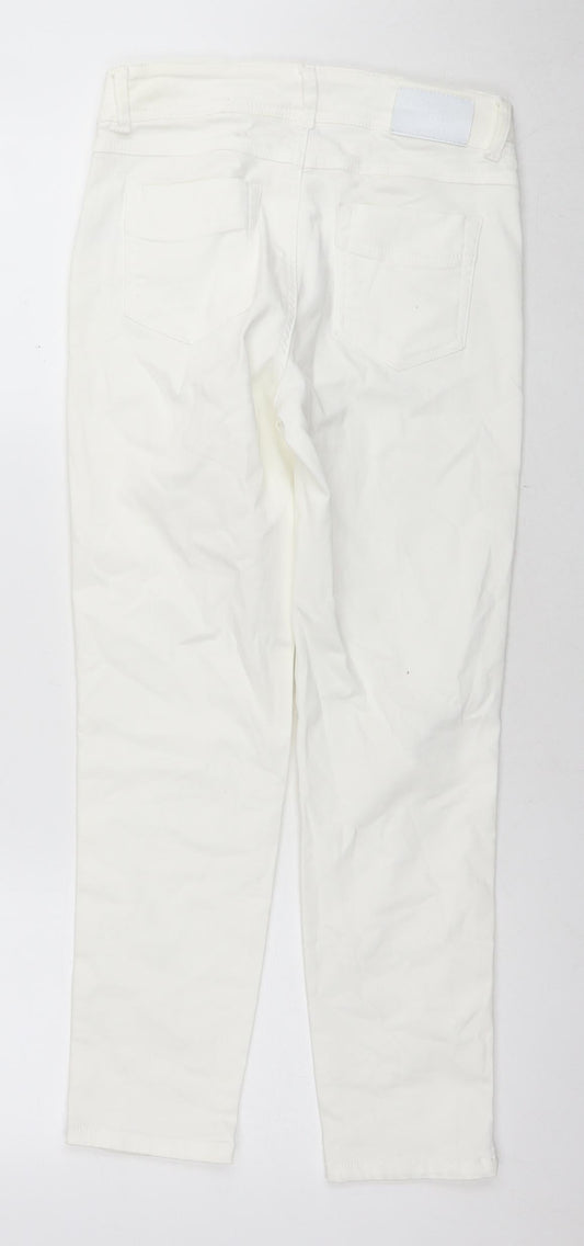 Miss Captain Womens White Cotton Skinny Jeans Size 36 in L24 in Regular Zip