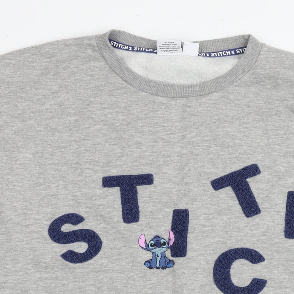 Disney Womens Grey Polyester Pullover Sweatshirt Size 12 Pullover - Stitch, Size 12-14