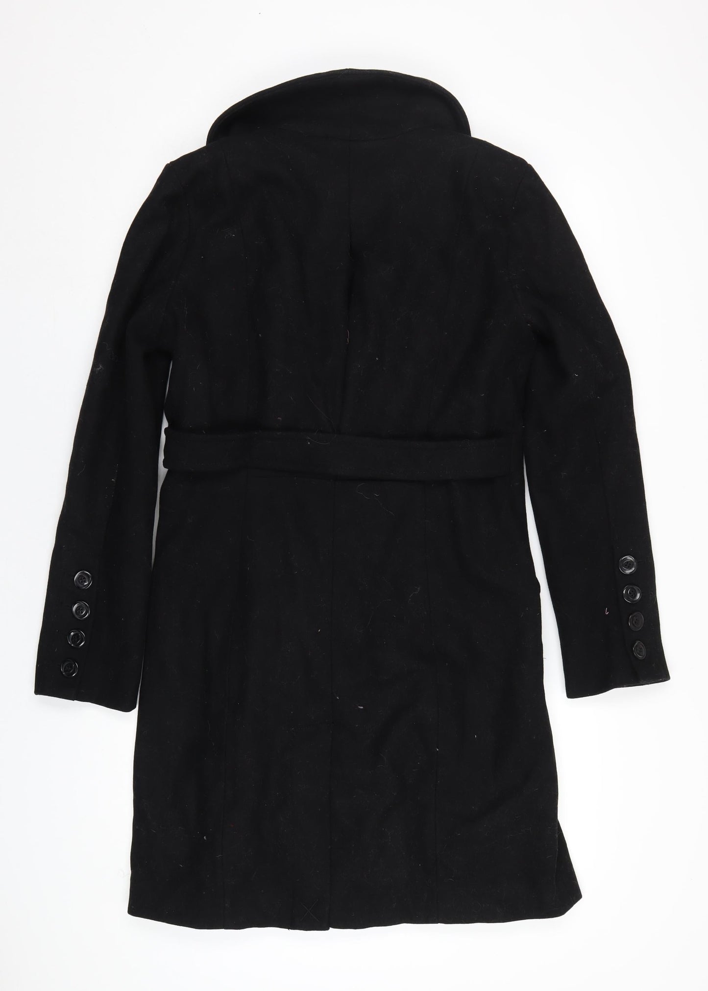 VILA Womens Black Overcoat Coat Size M Button