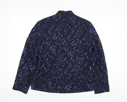 Jeffery Rogers Womens Blue Geometric Jacket Size 14 Button