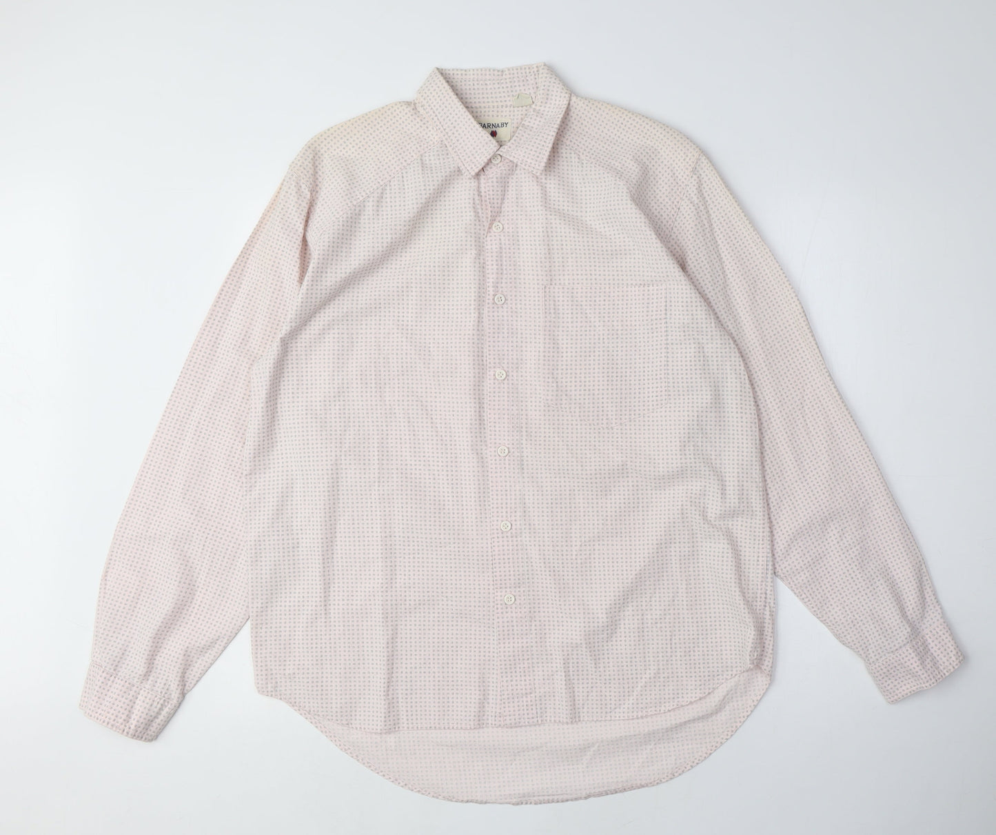 Barnaby Men's White Geometric Shirt M Long Sleeve