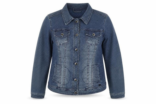 LERROS Womens Blue Polka Dot Jacket Size 14 Button