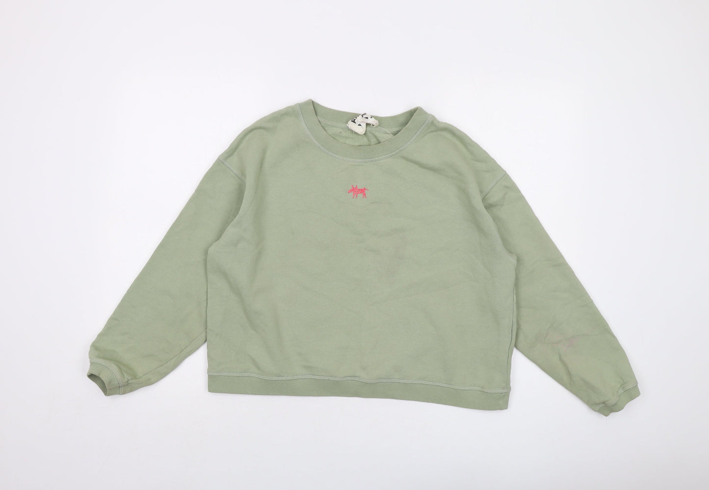 BIMBA Y LOLA Womens Green Cotton Pullover Sweatshirt Size S Pullover