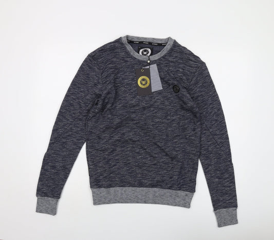 Intense Mens Blue Cotton Pullover Sweatshirt Size S