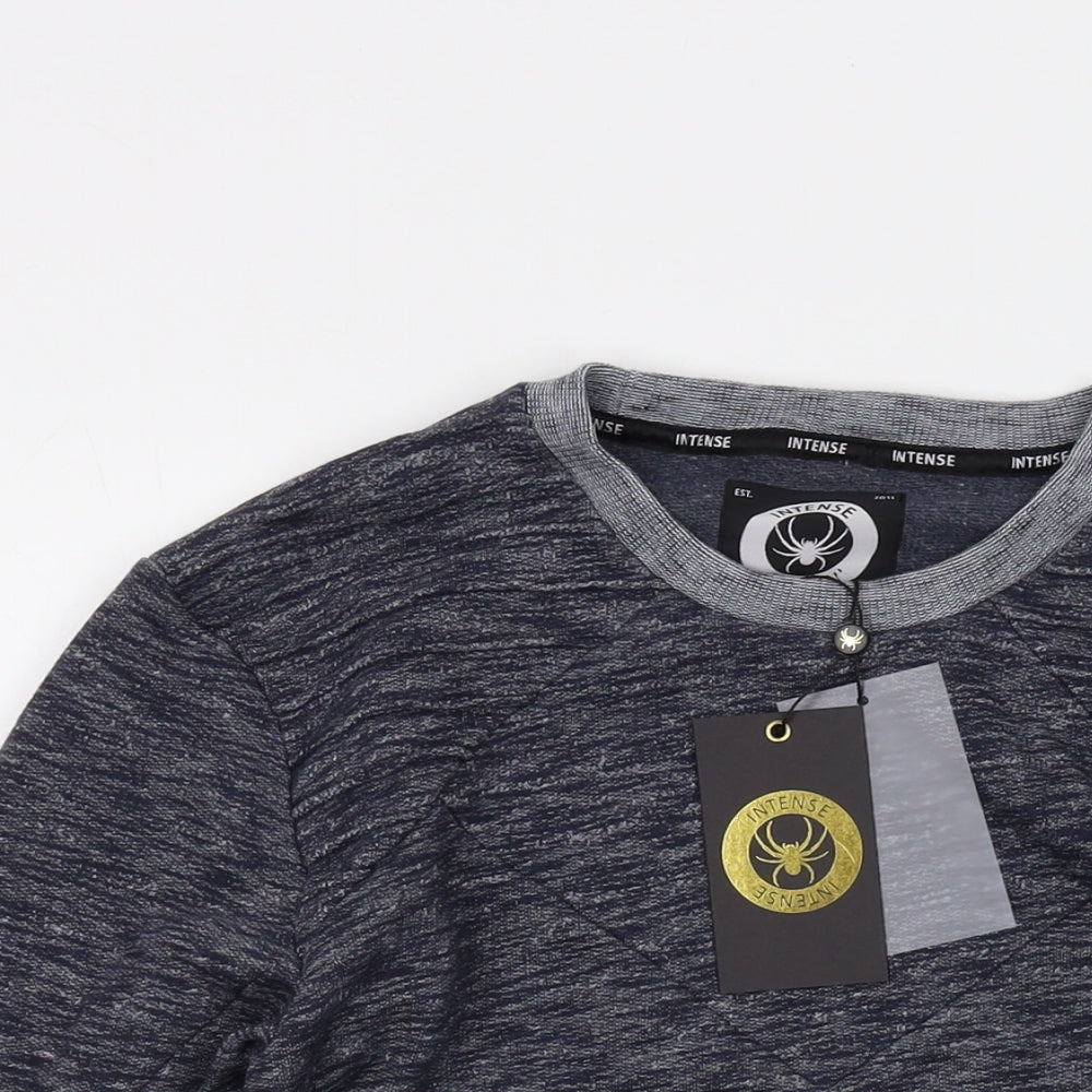 Intense Mens Blue Cotton Pullover Sweatshirt Size S