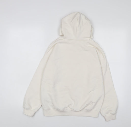 Marks and Spencer Boys White Cotton Pullover Hoodie Size 10-11 Years Pullover