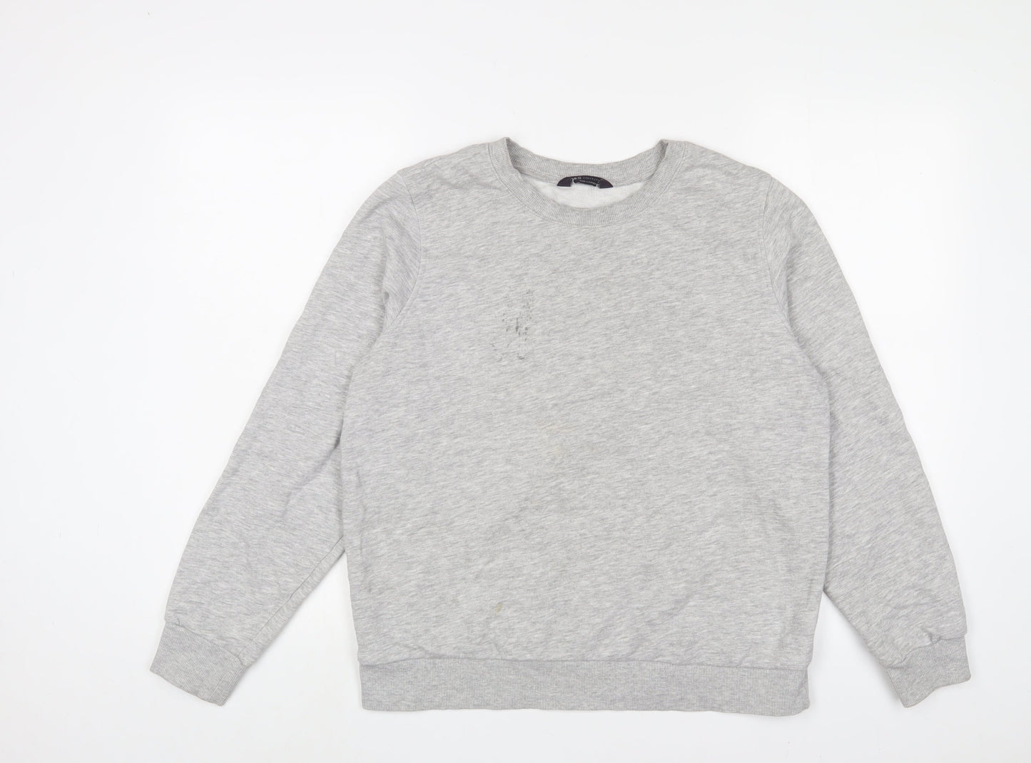Marks and Spencer Womens Grey Cotton Pullover Sweatshirt Size 14 Pullover