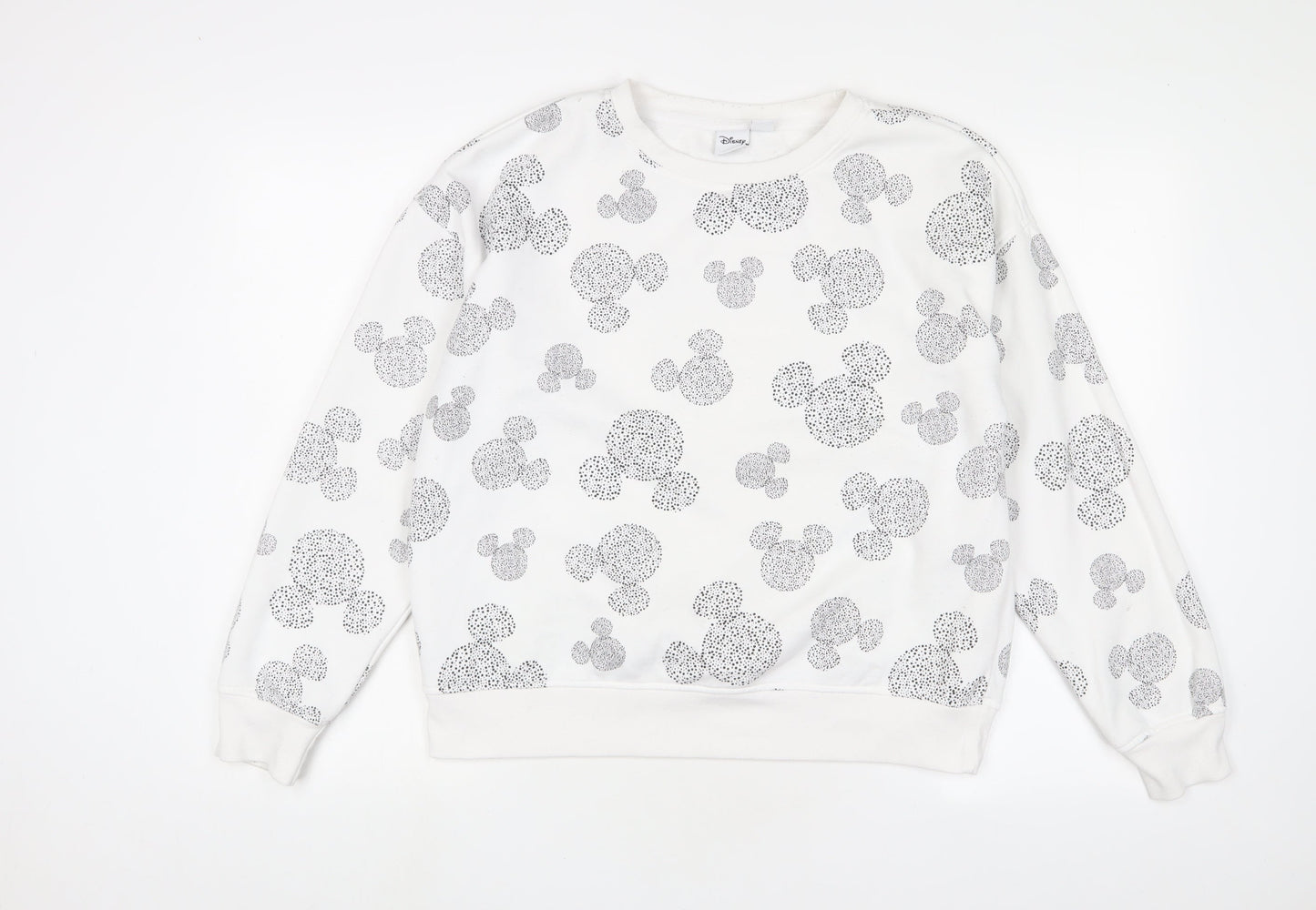 Disney Womens White Geometric Cotton Pullover Sweatshirt Size S Pullover - Mickey Mouse