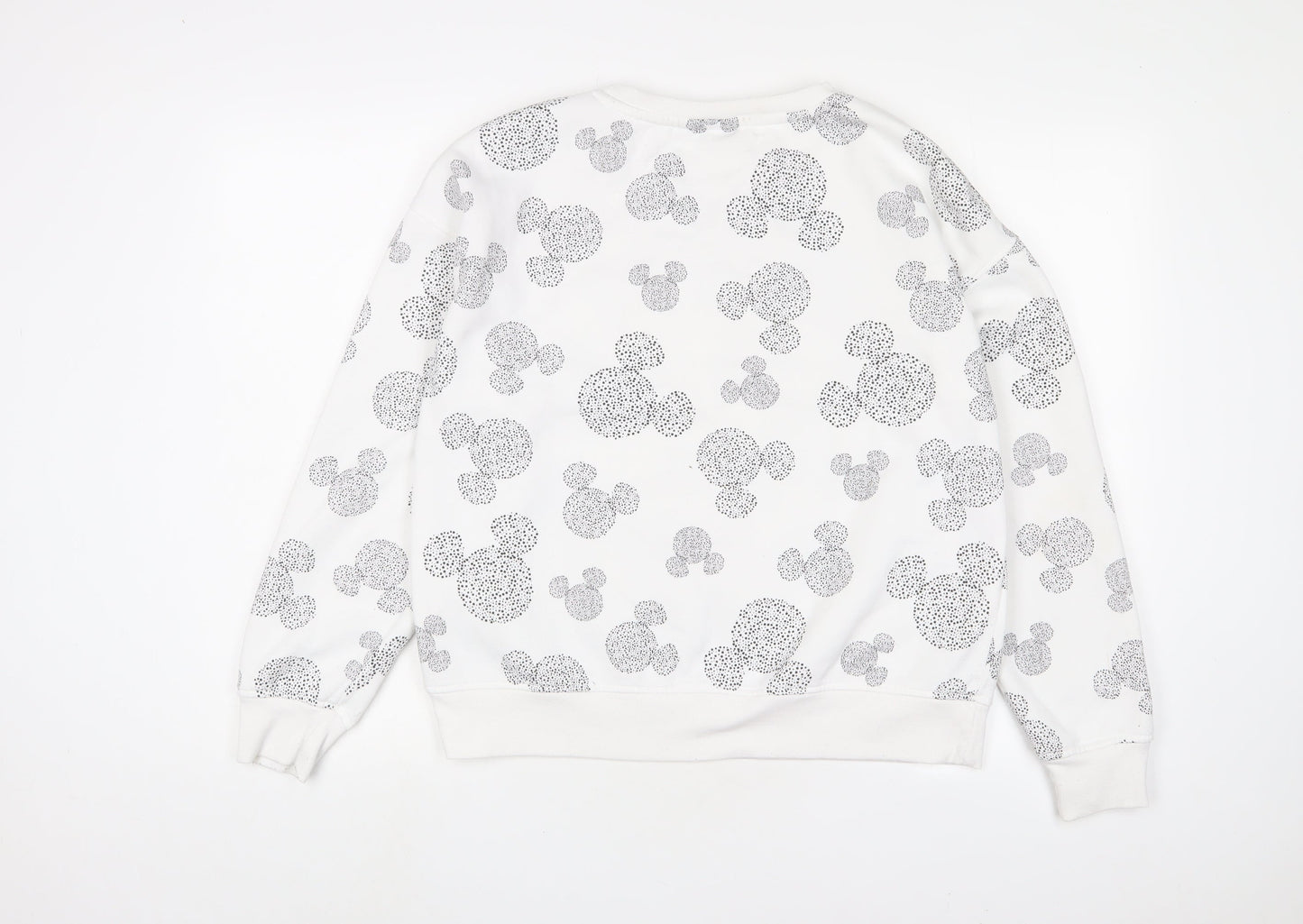 Disney Womens White Geometric Cotton Pullover Sweatshirt Size S Pullover - Mickey Mouse