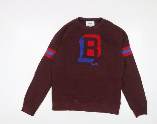 Old Navy Mens Red Cotton Pullover Sweatshirt Size S - Logo, Embroidered