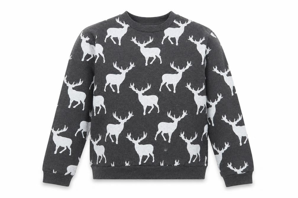 Twisted Gorilla Mens Grey Cotton Pullover Sweatshirt Size XL - Reindeers