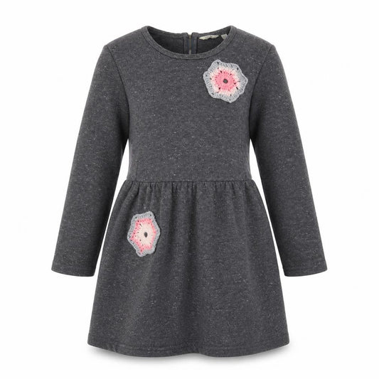 Jack Wills Womens Grey Floral Cotton A-Line Size 12 Crew Neck Zip - Embroidered