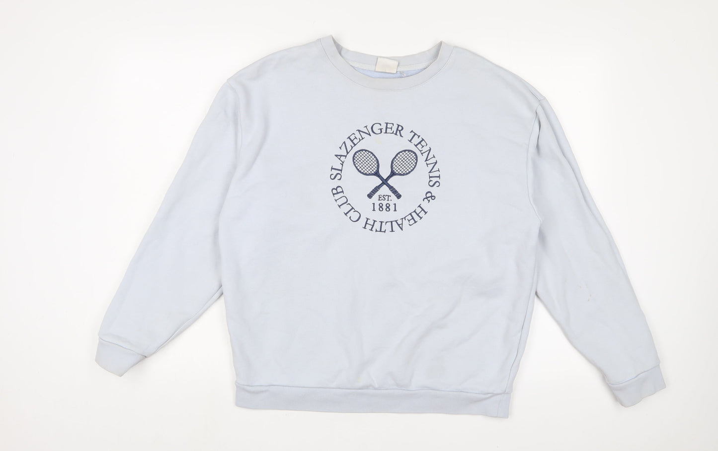 Slazenger Womens Blue Cotton Pullover Sweatshirt Size 12 Pullover - Logo, Embroidered, Tennis