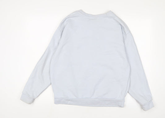 Slazenger Womens Blue Cotton Pullover Sweatshirt Size 12 Pullover - Logo, Embroidered, Tennis