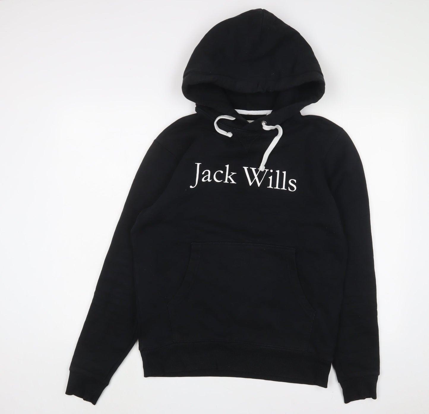 Jack Wills Mens Black Cotton Pullover Hoodie Size S - Logo