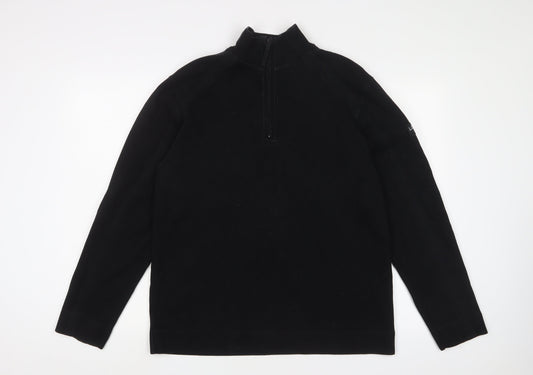 Duck and Cover Mens Black Cotton Pullover Sweatshirt Size L - 1/2 Zip