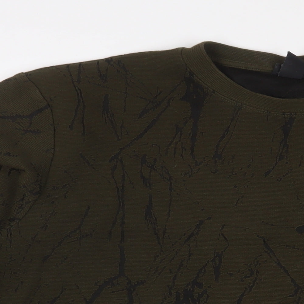 H&M Mens Green Geometric Cotton Pullover Sweatshirt Size M