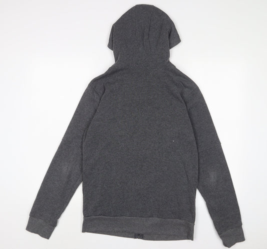 SIIMHWRSS Mens Grey Cotton Full Zip Hoodie Size S - Zip Pockets