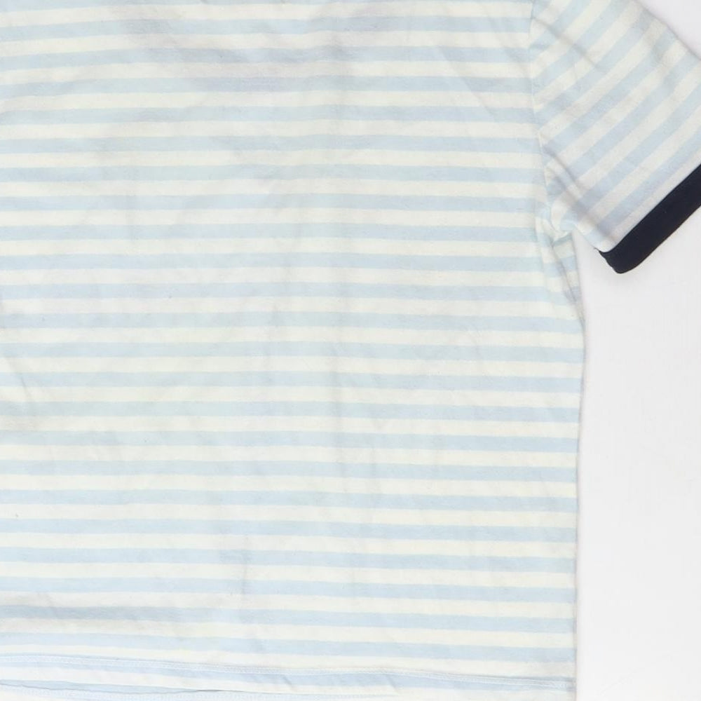 Hollister Women's Blue Striped Ringer T-Shirt, Size S