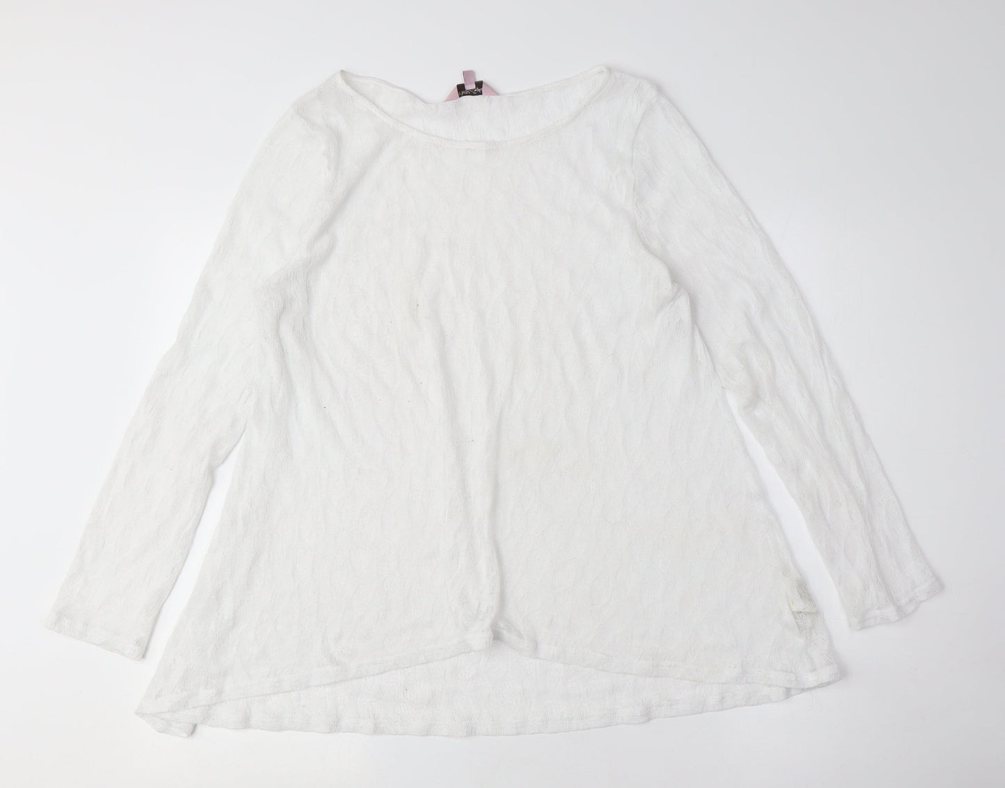 Something Navy Women's White Knit Blouse, M, Boat Neck