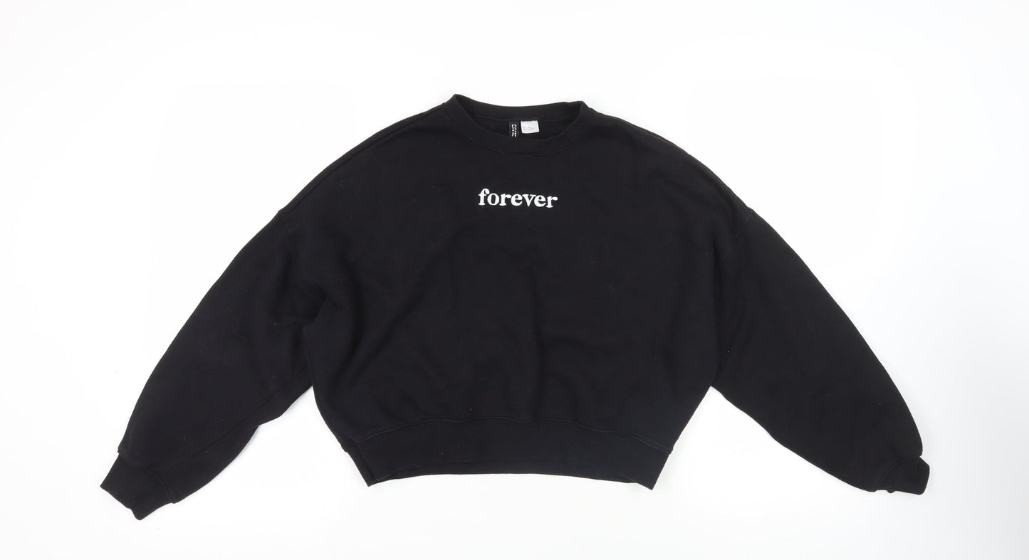 Divided by H&M Womens Black Cotton Pullover Sweatshirt Size S - Forever Friends