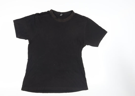 Donnay Womens Black Cotton Basic T-Shirt Size XL Crew Neck