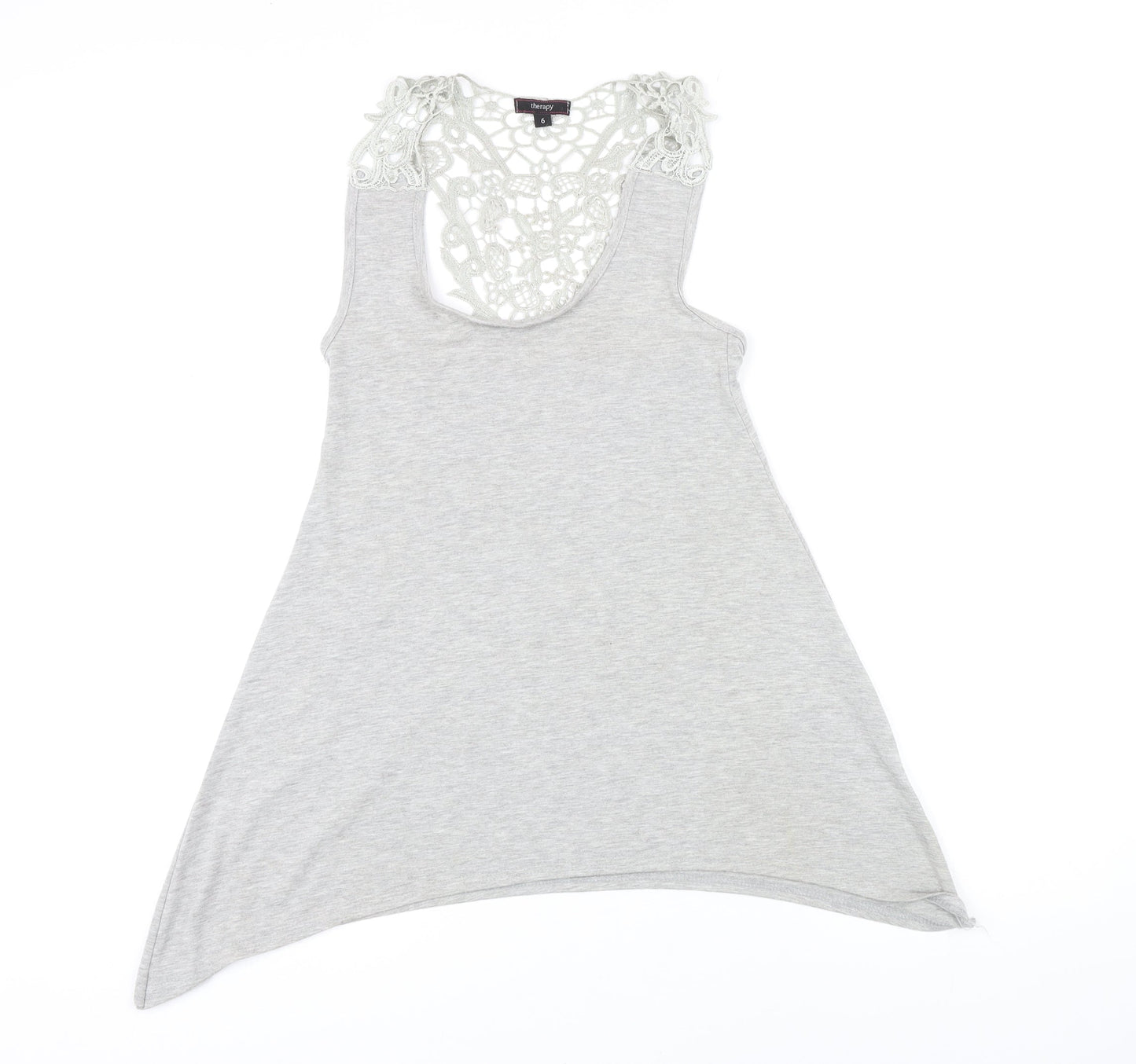 Womens UK Size 6 Therapy Grey Viscose T-Shirt