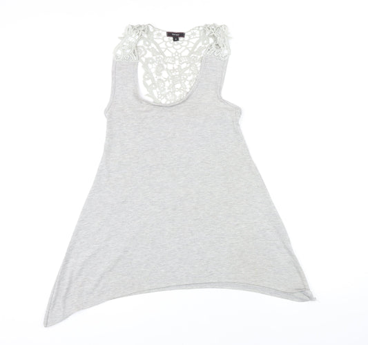 Womens UK Size 6 Therapy Grey Viscose T-Shirt