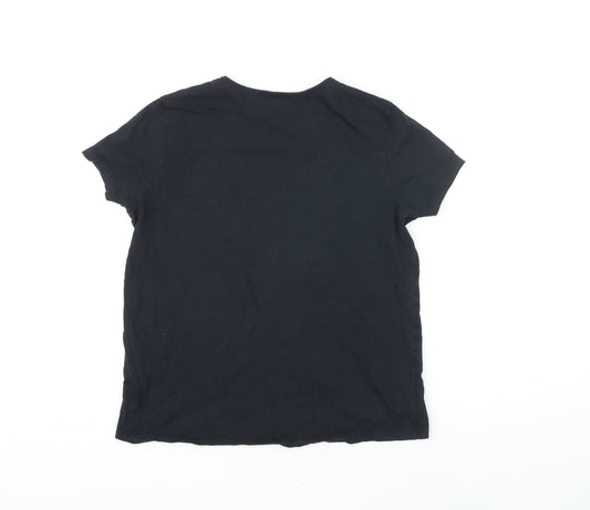 ASOS Womens Black Polyester Basic T-Shirt Size 12 Round Neck