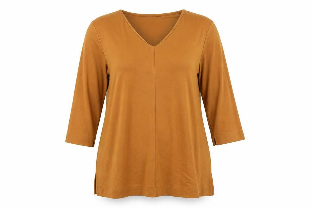 Marks and Spencer Womens Brown Viscose Tunic T-Shirt Size 12 V-Neck