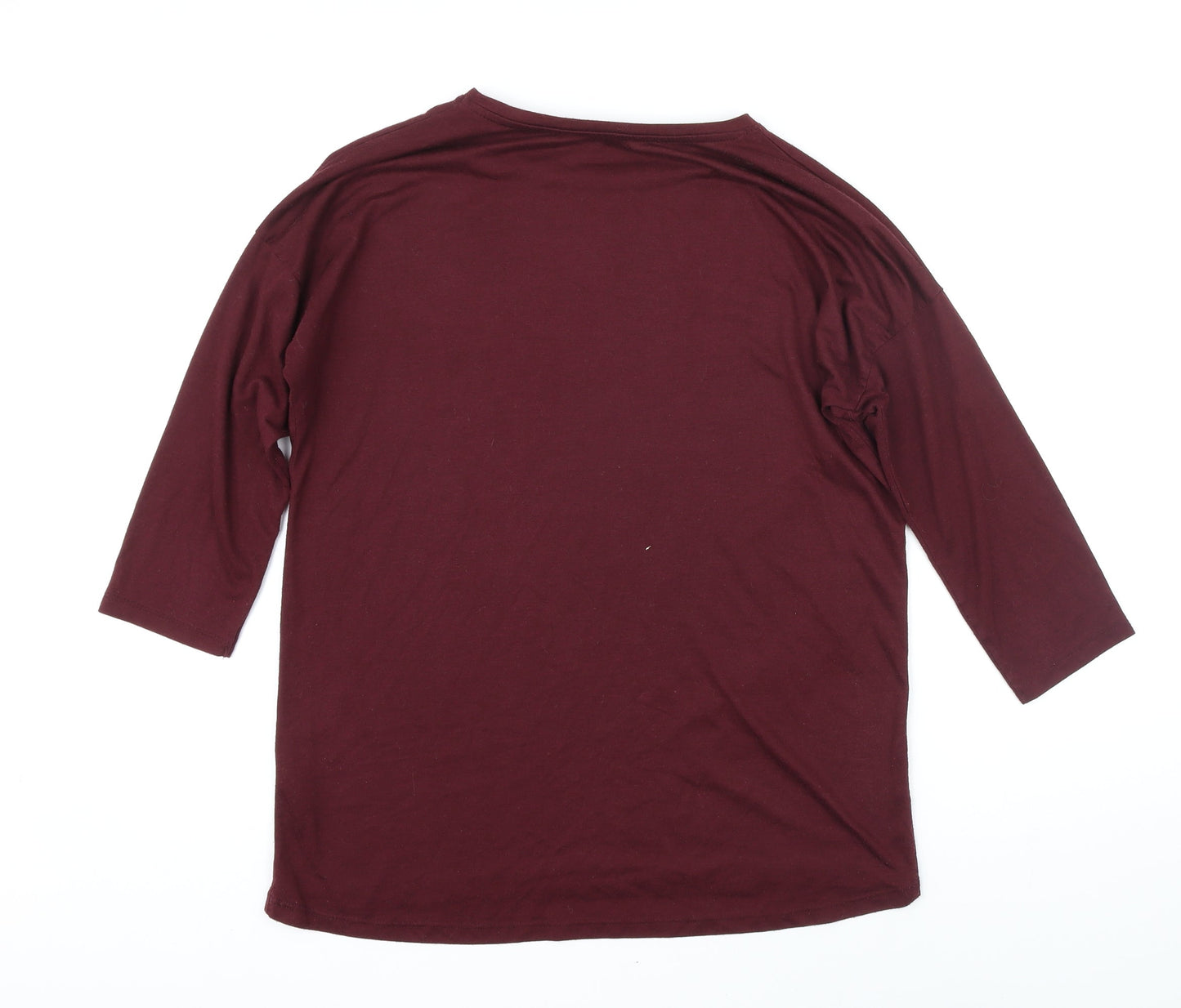 New Look Womens Purple Polyester Basic T-Shirt Size M Boat Neck