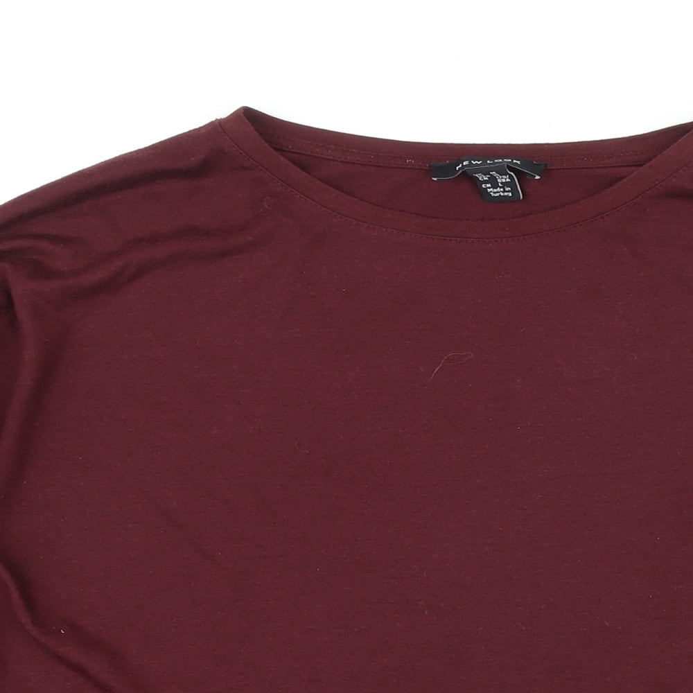 New Look Womens Purple Polyester Basic T-Shirt Size M Boat Neck