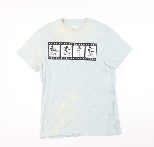 Disney Womens Blue 100% Cotton Basic T-Shirt Size S Round Neck - Mickey Mouse. Distressed look