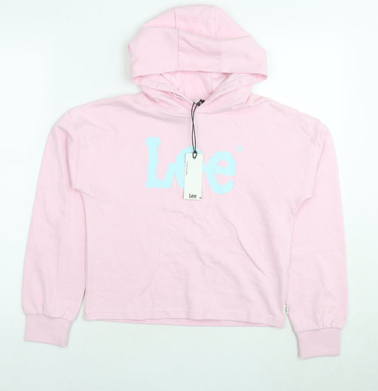 Lee Girls Pink Cotton Pullover Hoodie Size 10-11 Years Pullover - Logo