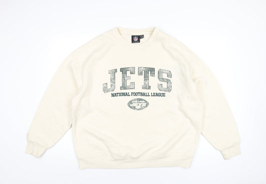 NFL Womens Ivory Cotton Pullover Sweatshirt Size 12 Pullover - NFL Jets