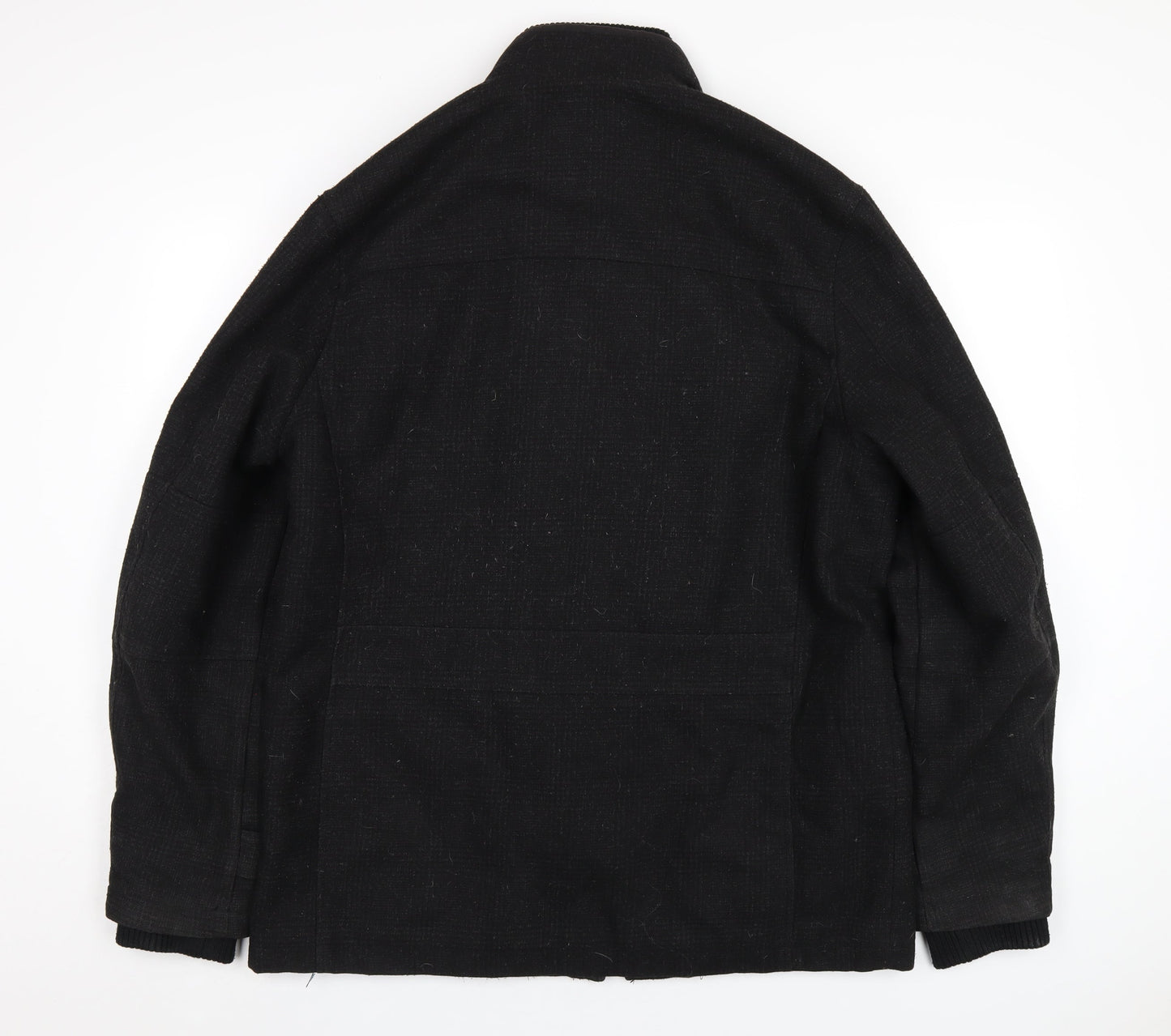 Lincoln Mens Black Pea Coat Coat Size L Zip